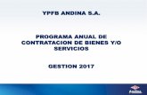 YPFB ANDINA S.A. PROGRAMA ANUAL DE … · 18 58 licitaciÓn servicios provisiÓn e instalaciÓn de tuberÍa capilar ... sistema detecciÓn fuego y gas ... servicios perforaciÓn pozos