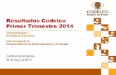 Resultados Codelco Primer Trimestre 2014 · de las exportaciones de cobre, los que se regularizaron en los meses posteriores. • Inversiones y proyectos: Los avances de los proyectos