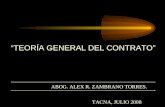 Presentación de PowerPoint2010-5-9 · “TEORÍA GENERAL DEL CONTRATO” ABOG. ALEX R. ZAMBRANO TORRES. TACNA, JULIO 2008 “TEORÍA GENERAL DEL CONTRATO” La teoría general