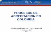 PROCESOS DE ACREDITACIÓN EN COLOMBIA - … · procesos de acreditaciÓn en colombia franco alirio vallejo cabrera consejero cna 2011