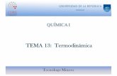 Tema 13- Termodinámica · ü Segunda Ley de la Termodinámica ... Ejemplos: CH 4(g) + 2O ... Entonces la segunda ley se convierte en: Proceso reversible, ...