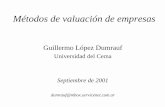 Guillermo López Dumrauf - ucema.edu.argl24/Slides/Mtodosdevaluacindeempresas.pdf · Principales métodos de valuación Black & Scholes Binomial EVA CVA BE MVA FCF CCF CFe APV Dividendos