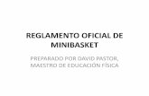 REGLAMENTO OFICIAL DE MINIBASKET · REGLAMENTO OFICIAL DE MINIBASKET PREPARADO POR DAVID PASTOR, MAESTRO DE EDUCACIÓN FÍSICA . Regla nº 1: EL JUEGO Minibasket El MiniBasket es