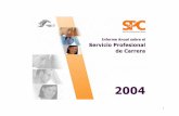 Informe Anual sobre el Servicio Profesional de Carrera 2004 · 2.1 Subsistema de planeación de recursos humanos. 2.2 Subsistema de ingreso. ... Impacto del servicio profesional de