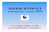 AUDIENCIA PUBLICA - clinicaguane.gov.coclinicaguane.gov.co/.../19-12-2013...DE-CUENTAS-2013-CLINICA-GUANE.pdf · académico con la práctica y/o aplicación de la técnica contribuyendo