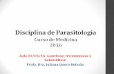 Disciplina de Parasitologia · Morfologia •Trofozoíto ... membrana plasmática microtúbulos . Morfologia . Morfologia Cultura . Biologia