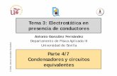Tema 3: Electrostática en presencia de conductoreslaplace.us.es/campos/teoria/grupo2/tema03/tema03-4.pdf · Capacidad de un condensador coaxial: planteamiento 6 Un condensador coaxial