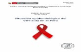 Situación epidemiológica del VIH-Sida en el Perú · Número de casos de VIH y sida por departamento, Perú, 2012 - 2018* Fuente: Centro Nacional de Epidemiología, Prevención