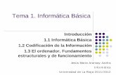 Tema 1. Informática Básica - unirioja.es · 1.1 Informática básica Informática: conjunto de conocimientos científicos y técnicas que hacen posible el tratamiento automático