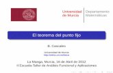 Universidad Departamento de Murcia Matemáticas - um.es · La Manga, Murcia, 16 de Abril de 2012 II Escuela-Taller de Análisis Funcional y Aplicaciones. Contenido Cuando hablamos