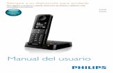 D450 Alguna Philips · 2 Su teléfono 4 Contenido de la caja 4 Descripción del teléfono 5 Descripción general de la estación base 6 3 Introducción 7 Conexión de la estación