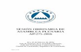 SESIÓN ORDINARIA DE ASAMBLEA PLENARIA AP/275-2016 - … · La Asamblea Plenaria escuchó el Himno del Parlamento Centroamericano. Todas y todos los presentes se pusieron de pie.