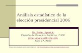 Análisis estadístico de la elección presidencial 2006 · Jornada Electoral, IFE. A nivel nacional, el PAN tuvo representantes en 79.9% de las casillas vs. 79.4% del PBT. El PAN
