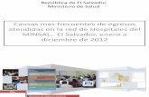 Presentación de PowerPoint - w2.salud.gob.sv fileRepública de El Salvador Ministerio de Salud Causas mas frecuentes de egresos atendidas en la red de Hospitales del MINSAL, El Salvador,