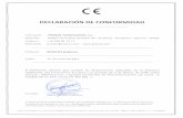  · 2017-02-03 · establecido en ET Sl norma EN 302 208. (1) Firmado: DIRECTOR rriazu ANAN TECHNOLOGIES (1) Declaracjón de conformidad avalado por certificado realizado por Tüv