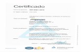  · 2018-08-02 · Certificado Norma de aplicación NO registro certificado Titular del certificado: Empresa / Ubicación: Ámbito de aplicación: Validez: ISO 9001 :2015 0.04.13341/01