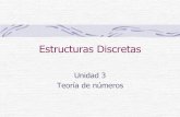 Estructuras Discretas - cs.buap.mxmtovar/doc/EstDisc/U3TeoriaNum.pdf · Estructuras Discretas Unidad 3 Teoría de números. Contenido 1. Divisibilidad, • Números primos • Teorema