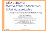 MATEMATICAS DISCRETAS UAM Azcapotzalcoacademicos.azc.uam.mx/cbr/Cursos/UEA_Mate_Discretas/Cla_MD_07_2010_10... · MATEMATICAS DISCRETAS UAM Azcapotzalco 1. Proposiciones (Lógica