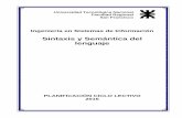 Ingeniería en Sistemas de Información · Sintaxis y Semántica de los lenguajes Página 13 de 27 PLAN DE TRABAJO Eje temático Nº 1: Software desarrollo y Metodología, Sintaxis