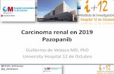 Carcinoma renal en 2019 Pazopanib · Guillermo de Velasco MD, PhD University Hospital 12 de Octubre @H12O_GUCancer @g_develasco. Disclosures •Honorarium/Advisory Boards Pfizer,