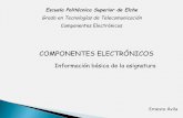 COMPONENTES ELECTRÓNICOSumh1221.edu.umh.es/wp-content/uploads/sites/266/2013/02/Temario.pdf · Tema 3. Transistores (14h) ! El Transistor de Unión Bipolar (BJT) ! El transistor