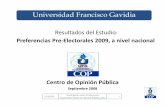 Resultados del Estudio - ufg.edu.sv · Objetivo: Determinar preferencias pre‐electorales e intención de voto de los sald ñlvadoreños refidferida a las elilecciones 2009 ... 14‐