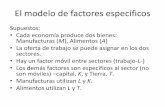 El modelo de factores específicos...El modelo de factores específicos Supuestos: •Cada economía produce dos bienes: Manufacturas (M), Alimentos (A) •La oferta de trabajo se