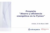 Proyecto “Ahorro y eficiencia energética en la Pymes” · 2009-03-23 · Proyecto Ahorro y Eficiencia Energ ética en las PYMEs El estudio analizóunas 2.500 empresas entre 6