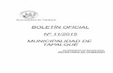 BOLETÍN OFICIAL Nº 11/2015 MUNICIPALIDAD DE TAPALQUÉ · Tapalqué, Noviembre 03 de 2015.-VISTO: La Ordenanza Nº 2511/2015, sancionada por el Honorable Concejo Deliberante de Tapalqué