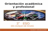 Orientación académica y profesional 3° ESO · y Profesional (3h) Ciencias Aplicadas a la actividad Profesional ( 3 h) Se debe elegir una entre las materias: MATERIAS OPTATIVAS
