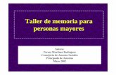 Taller de memoria para personas mayores · 1) Introducción: Objetivos de la Conferencia–Taller. Contenidos. Metodología a seguir en las dos sesiones. 2) Concepto de memoria e
