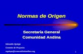 Normas de Origen - Portal de la Comunidad Andina Quispe.pdf• “país de origen de las mercancías ... productos minerales extraídos de su suelo, de sus aguas territoriales o del