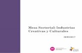 Mesa Sectorial: Industrias Creativas y Culturales · 2. Empresas de producción de animación y efectos visuales; producción de videojuegos y software de entretenimiento; cine, video
