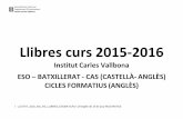 Institut Carles Vallbona ESO – BATXILLERAT - CAS (CASTELLÀ ... · Intelligent Business Elementary Coursebook, Workbook . Pearson-Longman 2008. ISBN 9781408255988 ... PENDENT DE