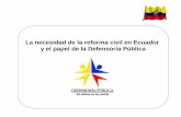 La necesidad de la reforma civil en Ecuador y el papel de la … · 2015-10-27 · SITUACION ACTUAL El subsistema de administración de justicia no penal actual mantiene una estructura,