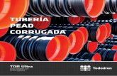 TUBERÍA PEAD CORRUGADACAMPANA BI-CAPA m TUBERÍA TDR ULTRA es un producto hecho en México de alta resistencia, unión 100% hermética y tecnología avanzada. Doble pared - Pared