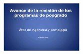 Avance de la revisión de los programas de posgradositios.itesm.mx/va/proyectoyagenda/documentos/programas... · 2008-12-19 · Área de Ingeniería y Tecnología Diciembre 2008.