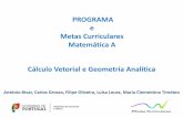 PROGRAMA e Metas Curriculares Matemática A Cálculo Vetorial e Geometria Analítica · 2015-06-17 · Cálculo Vetorial e Geometria Analítica Mais tarde, já no 3º ciclo, é abordada