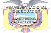 ASAMBLEA NACIONAL DEL ECUADOR...Ley que crea asignaciones para el Instituto Nacional de Higiene (1958) Ley del Programa de Erradicación de la Viruela (1962) Ley de creación del Instituto