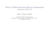 Tema 5: Definiciones de listas por comprensión ... · IMTema5: Deﬁnicionesdelistasporcomprensión Lafunciónzip Lasfuncioneszip,and ylistasordenadas I(and xs) severiﬁcasitodosloselementosdexs