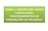 ORIGEN DEL LÉXICO. FORMACIÓN DE PALABRAS · 2019-10-12 · • Préstamos actuales: préstamos de otras lenguas que se difunden a través de los medios de comunicación y de las