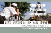 Presentación de PowerPoint · 2018-10-10 · Municipalidad Distrital de Ate –Oscar Benavides Majino ALCANCES GENERALES Los proyectos deberán ser presentados y sustentado por agentes