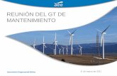 REUNIÓN DEL GT DE MANTENIMIENTO - AEEolica · 2019-05-23 · –Mejorar la disponibilidad de los parques eólicos: reducción de los tiempos de parada y mantenimiento –Mejorar