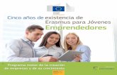 Cinco años de existencia de Erasmus para Jóvenes Emprendedores · 87 % de las empresas emergentes que fundan los alumnos de Erasmus para Jóvenes Emprendedores sigue funcionando