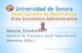 Universidad de Sonoramat.uson.mx/~ftapia/Documentos de Clase/Clases del... · Ojiva “mayor que” Figura 3. Ojiva “Mayor que” de la puntuación obtenida por los obreros. Con