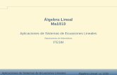Álgebra Lineal Ma1010 - Teccb.mty.itesm.mx/ma1010/materiales/a843-14.pdf · 2010-07-27 · Mas Aplicaciones´ Aplicaciones de Sistemas de Ecuaciones Lineales Álgebra Lineal - p.