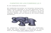 El portal de la educación - CUENTOS DE LOS … · Web viewCUENTOS DE LOS FONEMAS LA E E: El elefante Ernesto El elefante Ernesto se levanta temprano. Hace buen tiempo y el sol aparece