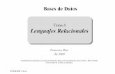 Lenguajes Relacionales - WordPress.comUCLM-ESI (F.Ruiz) BDa - 4 3 Objetivos • Conocer los fundamentos de la dinámicadel Modelo Relacional, es decir, los aspectos fundamentales de