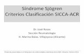 Síndrome Sjögren Criterios Clasificación SICCA-ACR · 2016-01-21 · Síndrome Sjögren Criterios Clasificación SICCA-ACR Dr. José Rosas Sección Reumatología H. Marina Baixa.