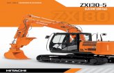 ZAXIS | DASH-5 EXCAVADORAS DE USO GENERAL ZX130-5 · Enfriamiento Ventilador de aspiración de propulsión directa de alta eficiencia Cadena cinemática Propulsión de 2 velocidades